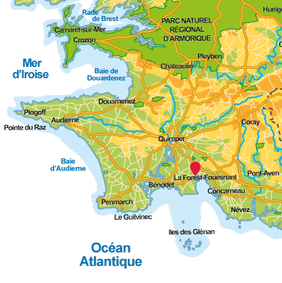 Karte der Region Finistère | La Forêt-Fouesnant